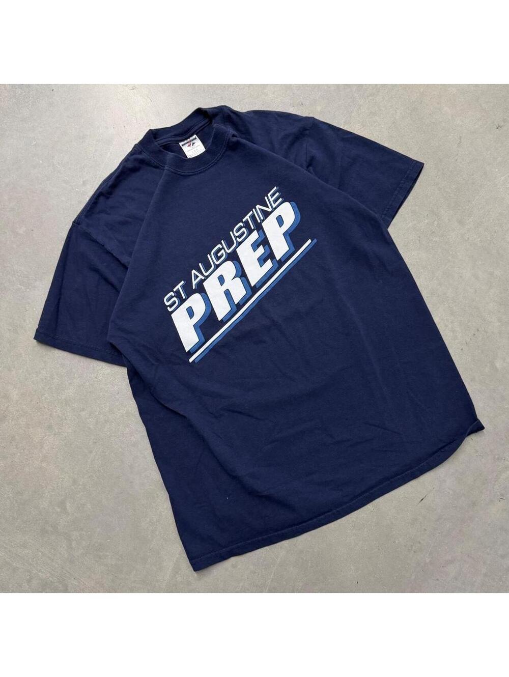 2000s Throwback St. Augustine Prep Graphic Navy Tee Sized Large
